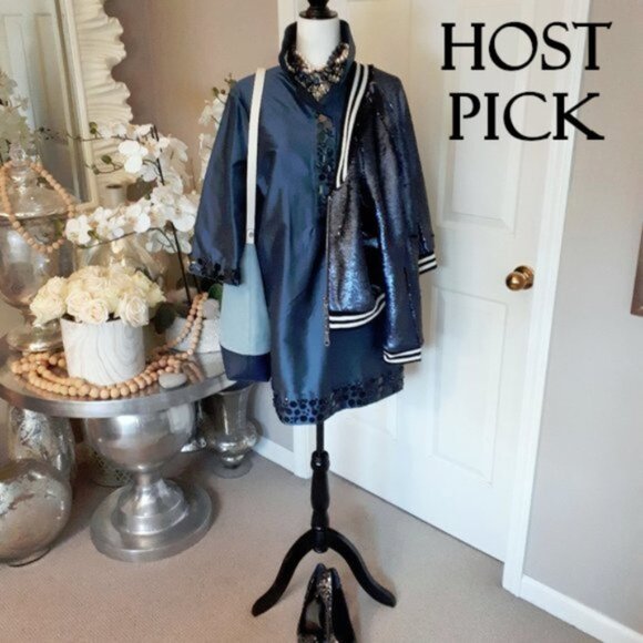 mac & jac Dresses & Skirts - NWOT Mac & Jac blue black embellished tunic dress